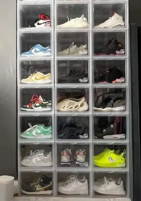 clear front view stack of shoes