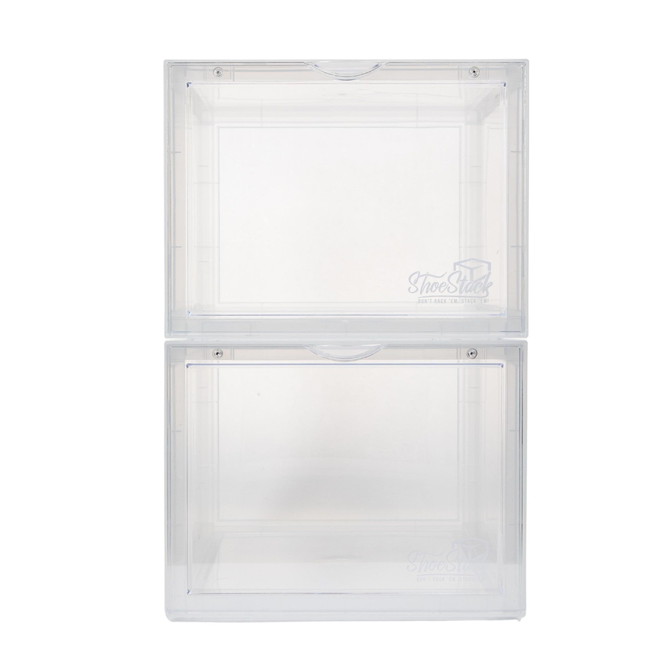 empty clear front shoe box